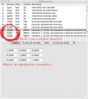 perfil luts matriz adaptacion cromatica